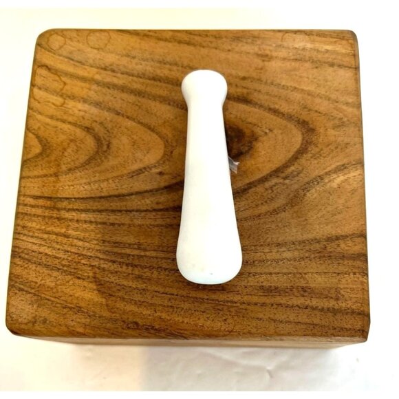 White Porcelain Mortar and Pestle Set Small Mini White Grind Mix Cocktail - Picture 8 of 8